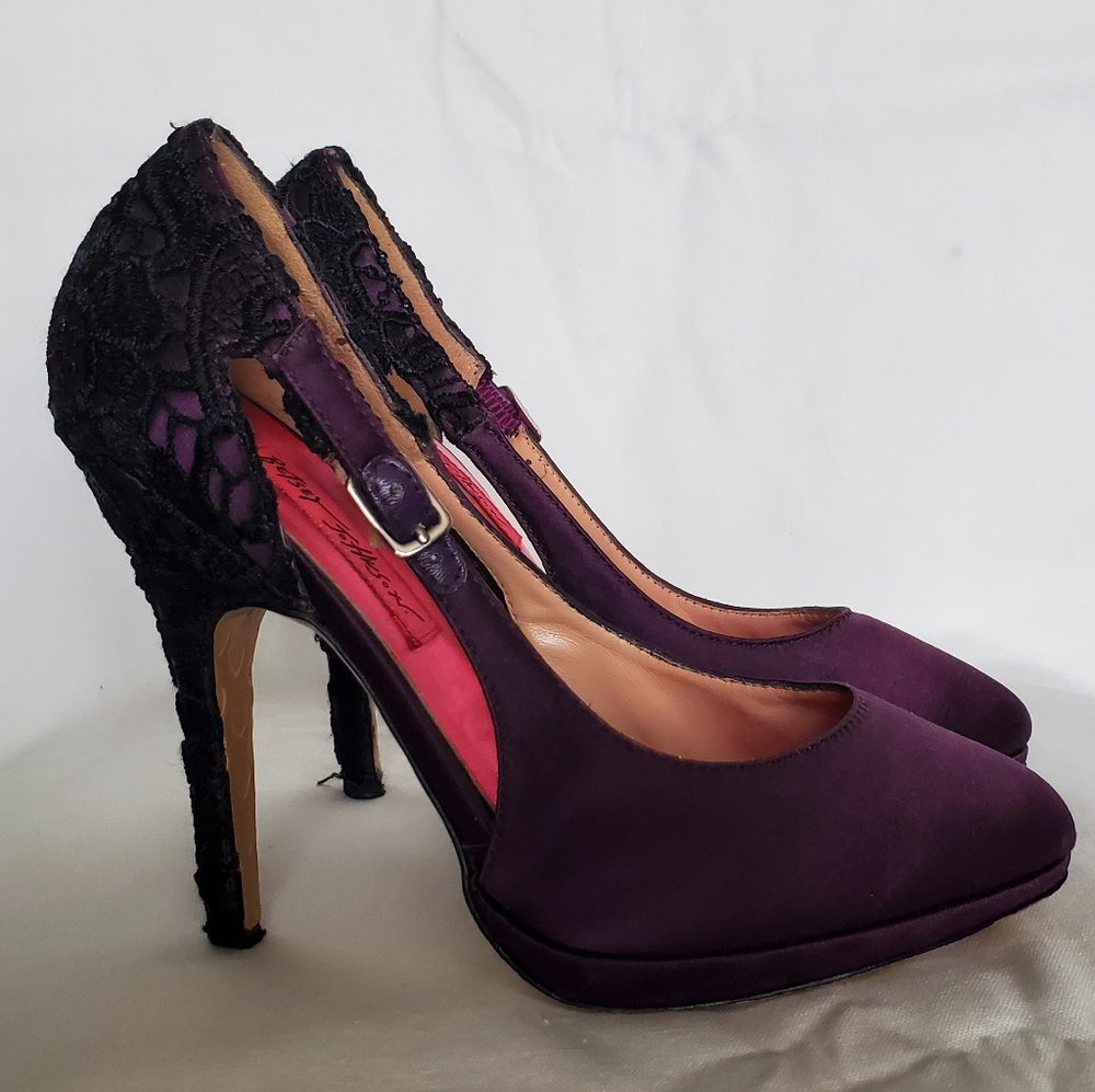Betsey Johnson Purple Heels with Lace Detailing